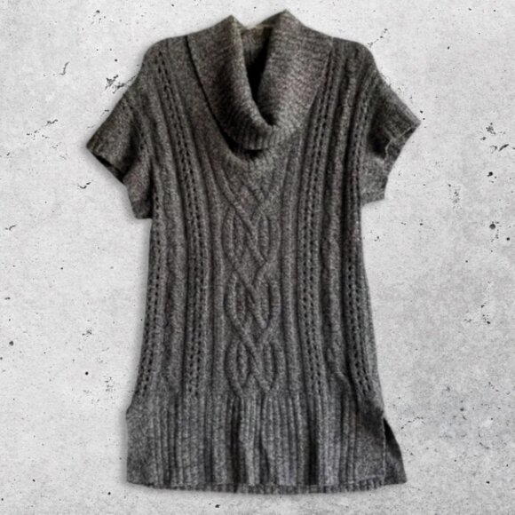 Magaschoni Cashmere Sweater Cable Knit Wide Fold Over Cowl Neck Grey Womens XS/S - Picture 1 of 7